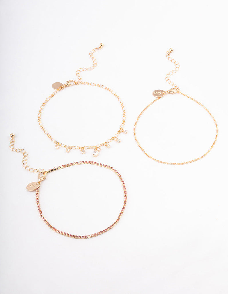 Gold Cupchain Apple Anklet Pack