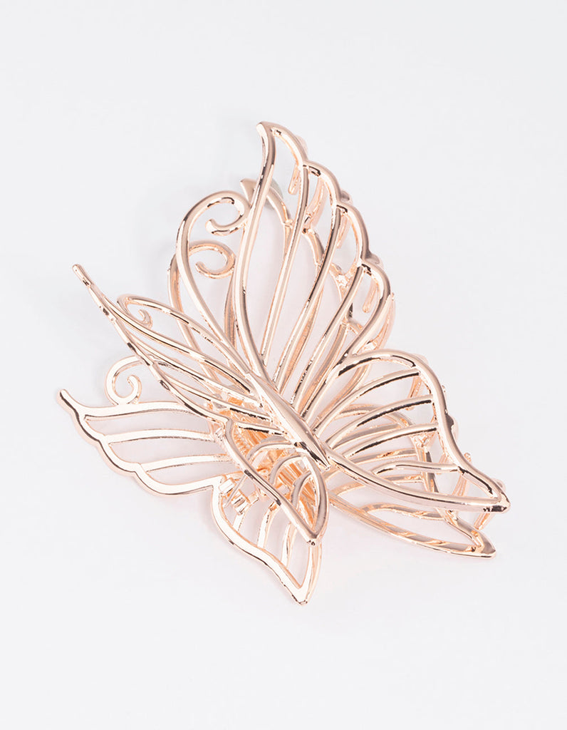 Rose Gold Detailed Butterfly Claw Clip