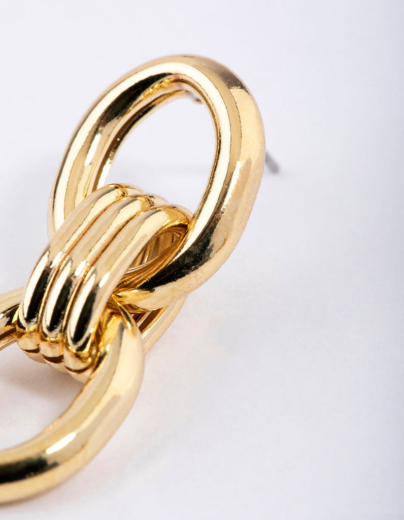 Gold Plated Brass Double Open Doorknocker Drop Earrings