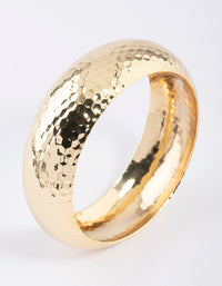 Gold Plated Brass Thick Basic Hammered Bangle - link has visual effect only