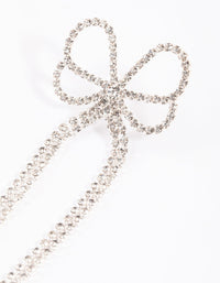 Silver Big Bow Diamante Drop Earrings - link has visual effect only