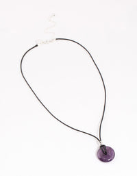 Silver Amethyst Donut Cord Necklace - link has visual effect only