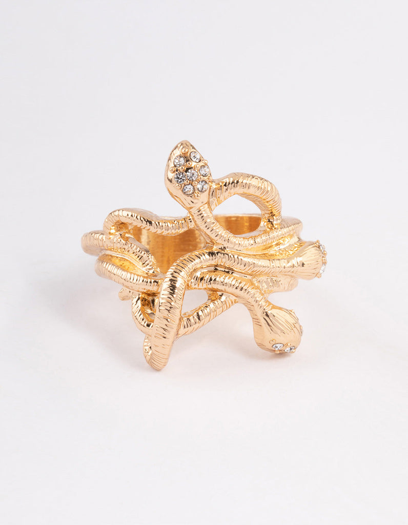 Gold Twisted Snake Ring