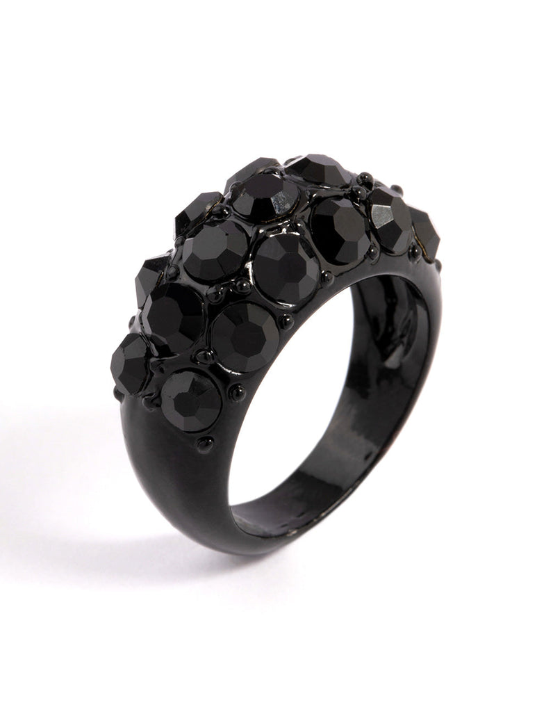 Coated Black Pebble Stone Ring