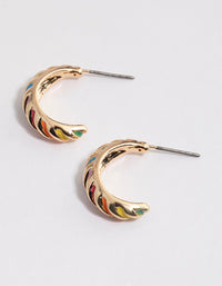 Gold Twisted Enamel Hoop Earrings - link has visual effect only
