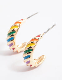 Gold Twisted Enamel Hoop Earrings - link has visual effect only