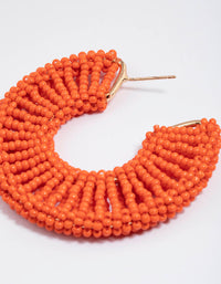 Orange Raffia Flat Statement Hoop Earrings - link has visual effect only