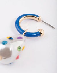 Blue Enamel Pearl Hoop Earrings - link has visual effect only