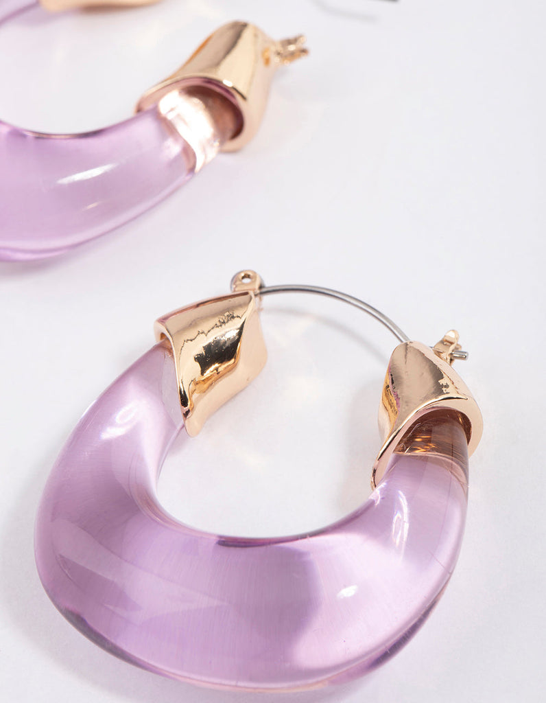Acrylic Purple Hoop Earrings