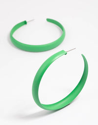 Green Coated Rubber Hoop Earrings - link has visual effect only