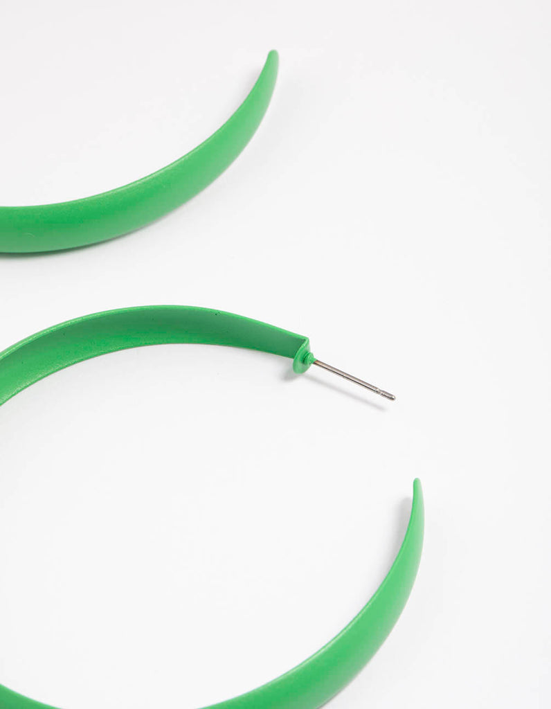Green Coated Rubber Hoop Earrings
