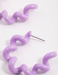 Purple Coated Wiggly Hoop Earrings - link has visual effect only