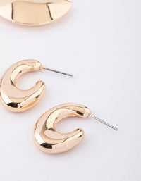 Gold Tapered Thick Hoop Earrings Pack - link has visual effect only