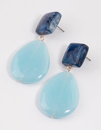 Blue Plastic Square Teardrop Earrings - link has visual effect only