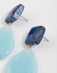 Blue Plastic Square Teardrop Earrings - link has visual effect only