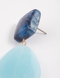 Blue Plastic Square Teardrop Earrings - link has visual effect only