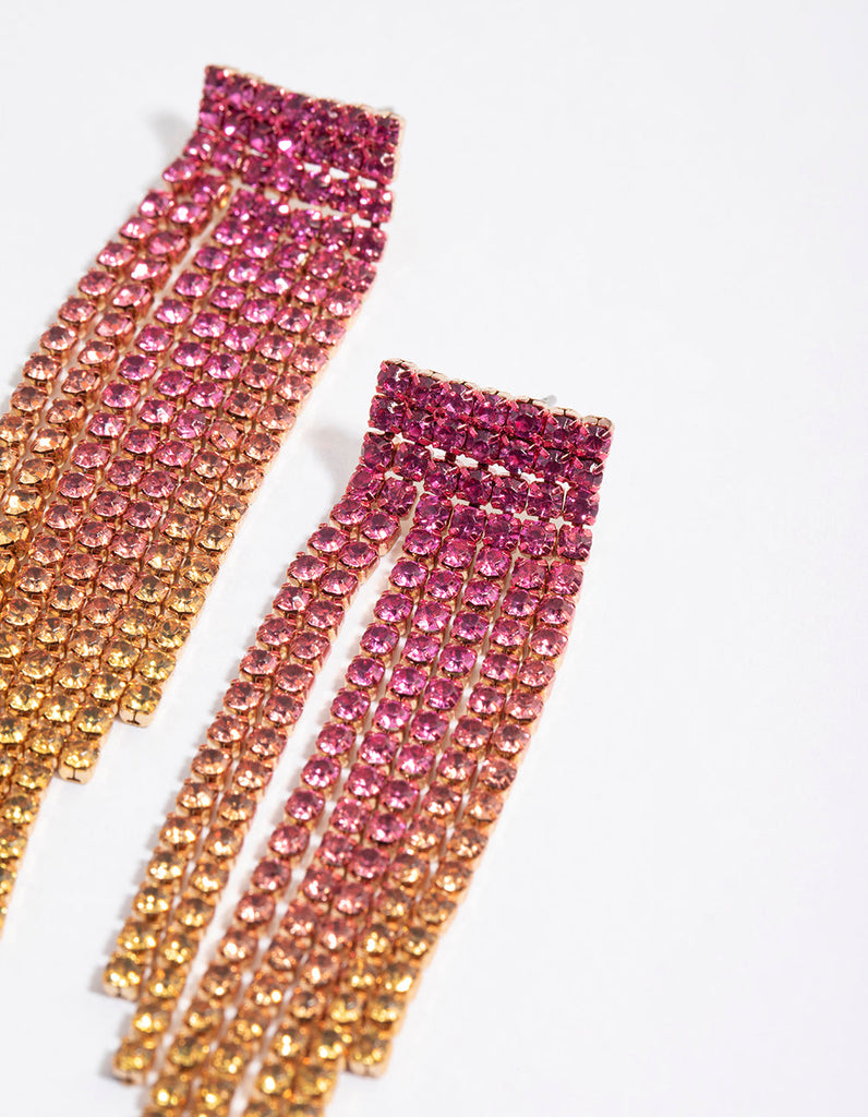 Gold Cupchain Ombre Drop Earrings