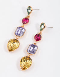 Gold Multi Crystal Drop Earrings - link has visual effect only