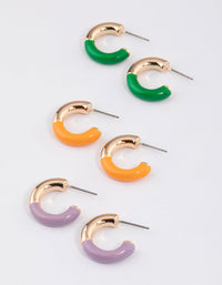 Gold Enamel Hoop Earrings Pack - link has visual effect only