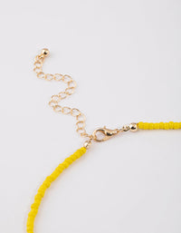 Yellow Thread Through Beaded Flower Necklace - link has visual effect only