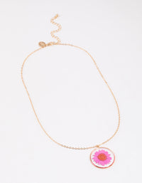 Pink Trapped Flower Pendant Necklace - link has visual effect only