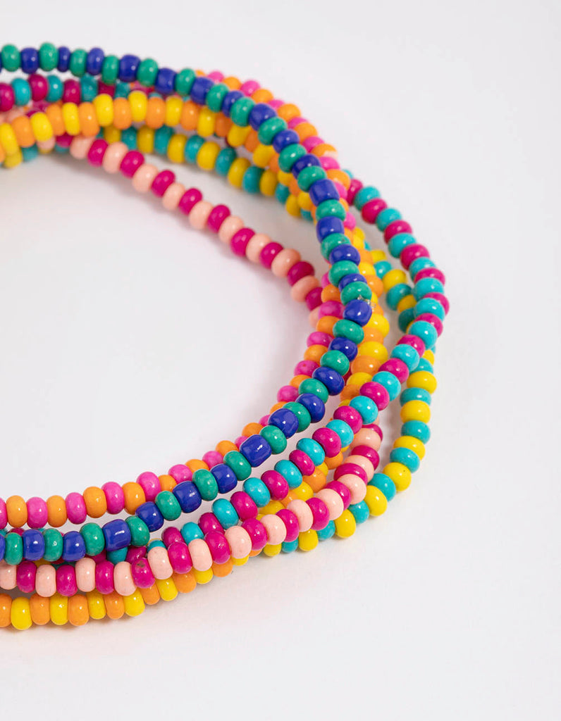 Beaded Multi Coloured Stretch Bracelet Pack