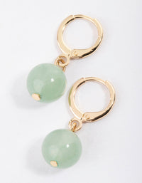 Gold Green Aventurine Mini Ball Earrings - link has visual effect only