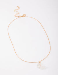 Gold Clear Quartz Moon Necklace - link has visual effect only