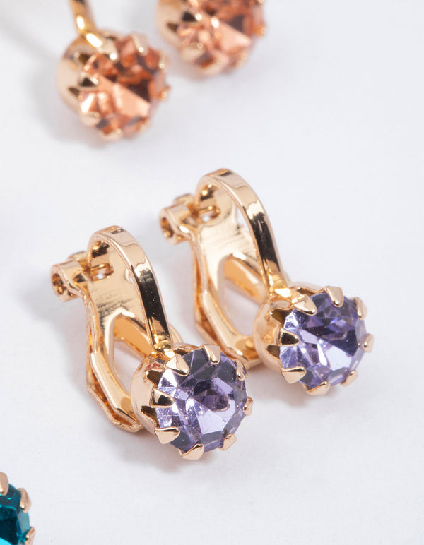 Gold Amethyst Celestial & Pearly Earrings 4-Pack - Lovisa