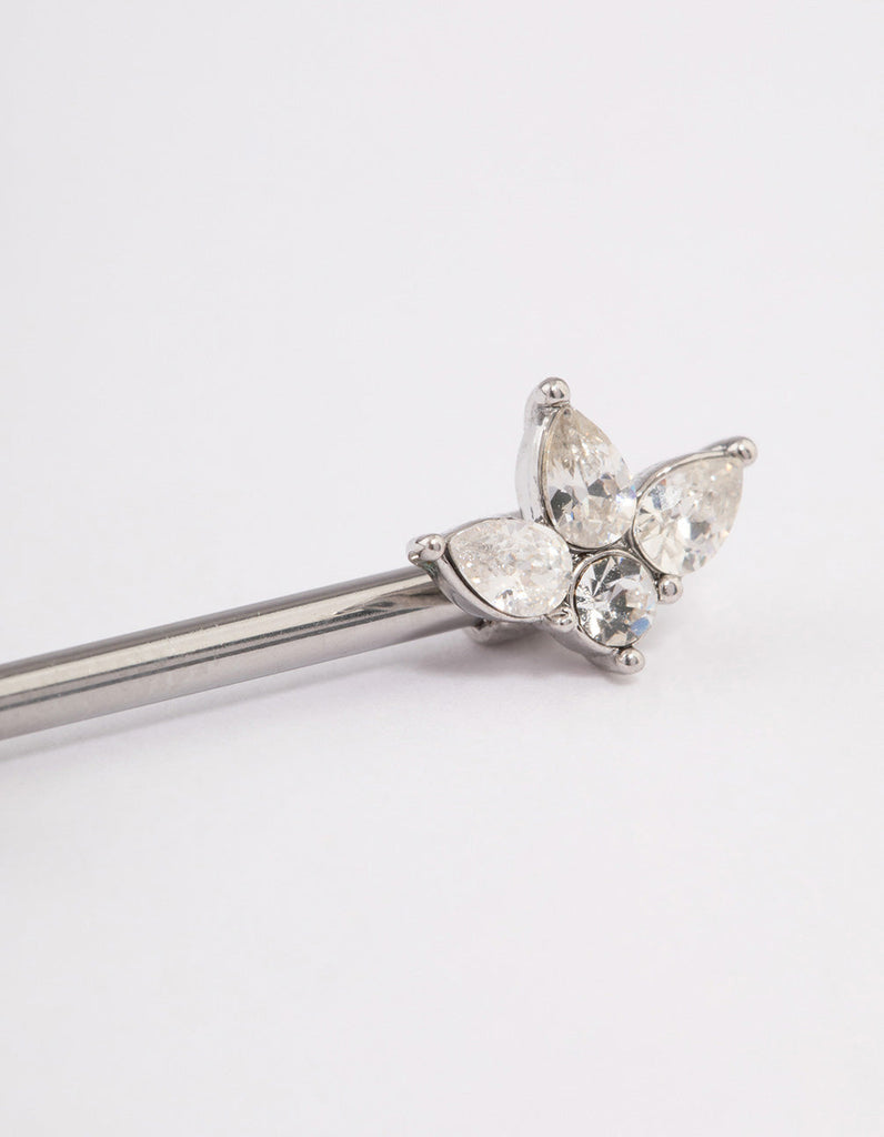 Surgical Steel Cubic Zirconia Double Marquise Nipple Piercing