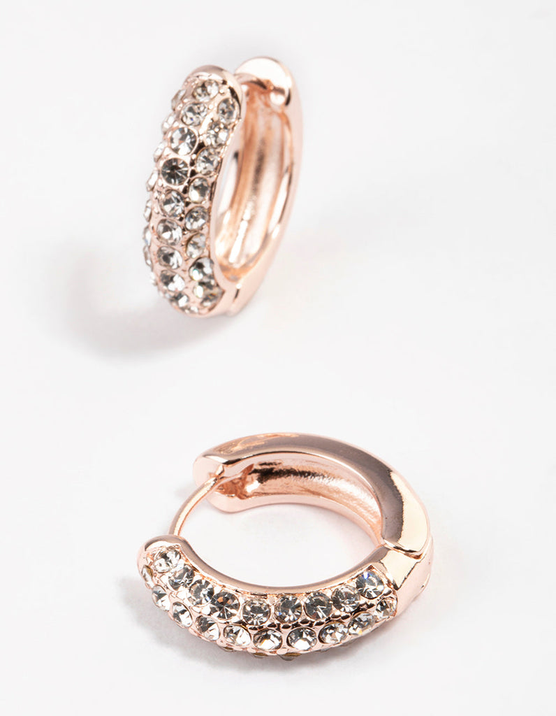 Rose Gold Diamante Mini Hoop Earrings