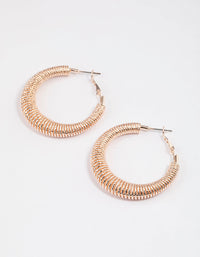 Rose Gold Textured Threader Hoop Earrings - link has visual effect only