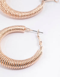 Rose Gold Textured Threader Hoop Earrings - link has visual effect only