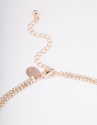 Rose Gold Double Row Dainty Rectangle Diamante Necklace - link has visual effect only