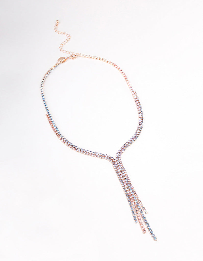 Rose Gold Layered Y-Shaped Necklace