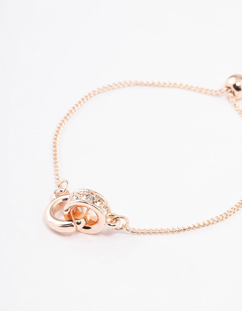 Rose Gold Double Circle Lock Bracelet