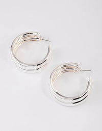 Silver Double Rib Hoop Earrings 40mm - link has visual effect only