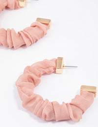 Gold & Pink Scrunched Fabric Hoop Earrings - link has visual effect only