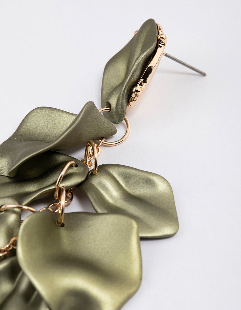 Gold Coated Petal Drop Earrings