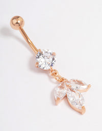 Surgical Steel Cubic Zirconia Petal Drop Belly Ring - link has visual effect only