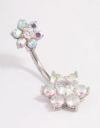 Surgical Steel Double Daisy Belly Ring - link has visual effect only
