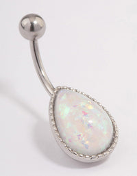 Surgical Steel Opal Pear Belly Ring - link has visual effect only