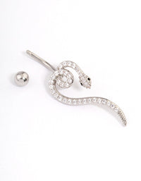 Surgical Steel Cubic Zirconia Serpent Belly Ring - link has visual effect only