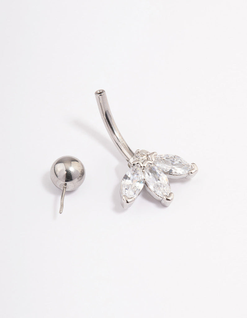 Surgical Steel Cubic Zirconia Marquise Claw Belly Ring