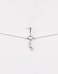 Surgical Steel Pear Drop Belly Ring Chain - link has visual effect only