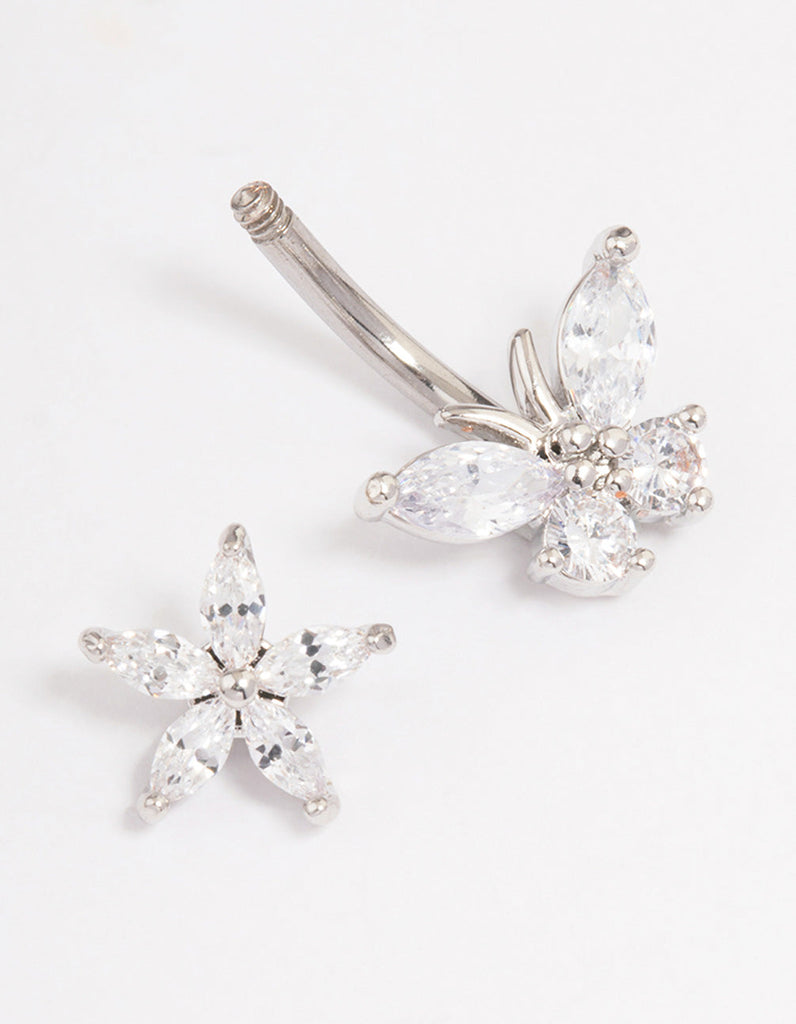 Surgical Steel Flower & Butterfly Belly Ring