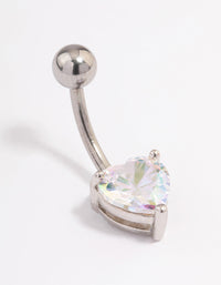 Surgical Steel Cubic Zirconia Love Heart Claw Belly Ring - link has visual effect only