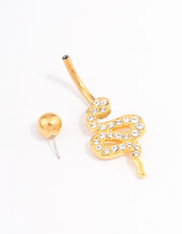 Gold Plated Surgical Steel Cubic Zirconia Serpent Belly Ring - link has visual effect only