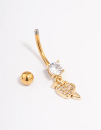 Gold Plated Surgical Steel Cubic Zirconia Cupid Heart Belly Ring - link has visual effect only