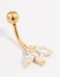 Gold Plated Surgical Steel Cubic Zirconia Classic Fan Belly Ring - link has visual effect only